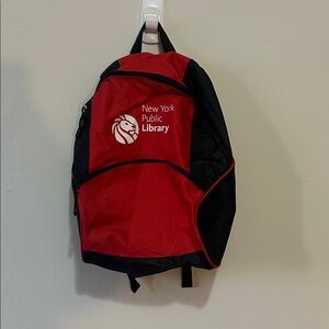 Red and Black Backpack New York public library like new foldable